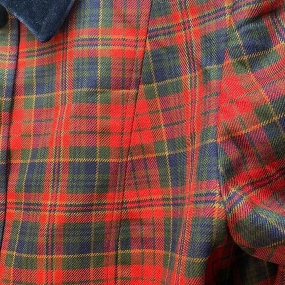 VTG Pendleton Womens Plaid Blazer With Velvet Collar Size 14 Red Blue - Picture 6 of 12